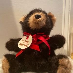 Think mink Mink Teddy Bear with tag. Real mink